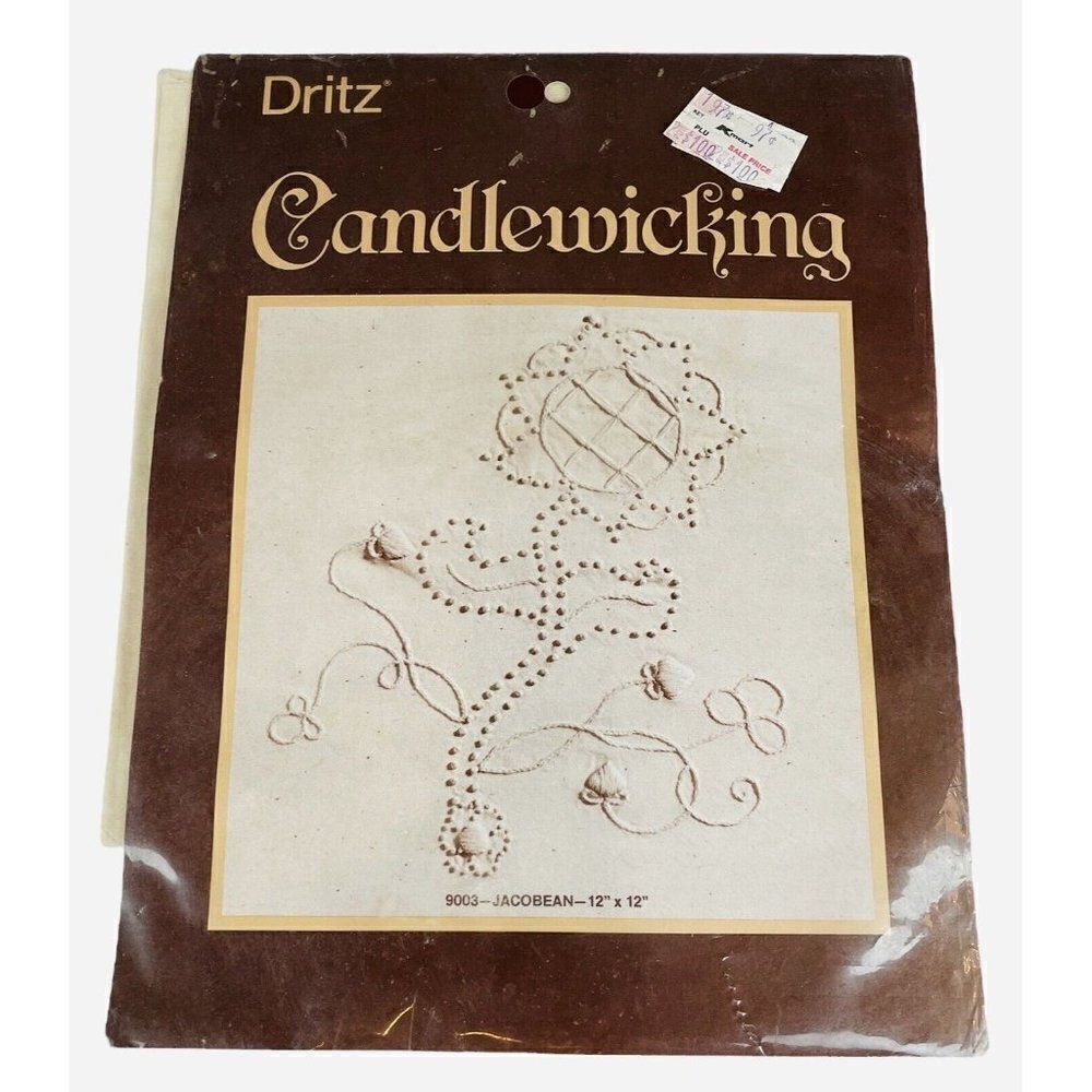 NOS Vintage 1980s Dritz Candlewicking Kit 9003 Jacobean Craft Cottagecore Flower